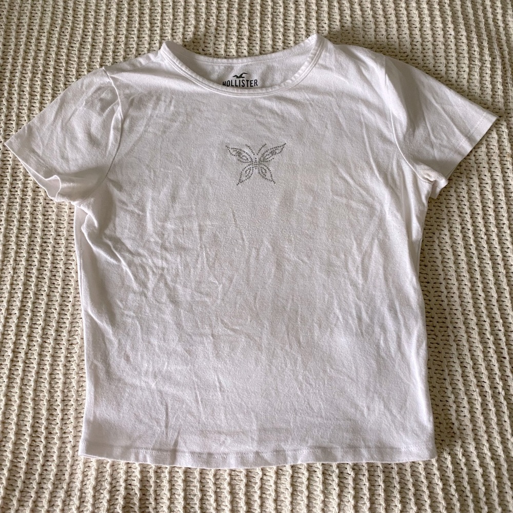white butterfly sequin top